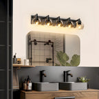 Modern Matte Black Bathroom Vanity Light with Clear Glass Shades