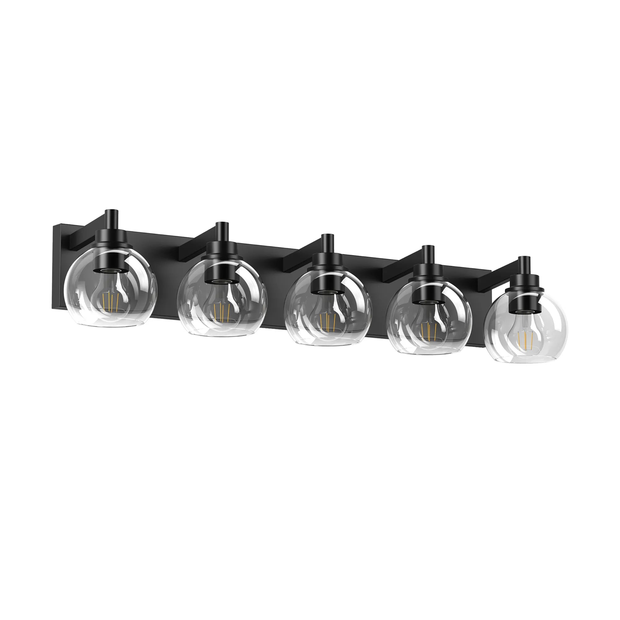 Modern Matte Black Bathroom Vanity Light with Clear Glass Shades