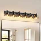 Modern Matte Black Bathroom Vanity Light with Clear Glass Shades