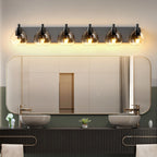 Modern Matte Black Bathroom Vanity Light with Clear Glass Shades