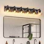 Modern Matte Black Bathroom Vanity Light with Clear Glass Shades