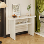 Modern Minimalist Entryway Console Table with Rounded Edges and Shelf