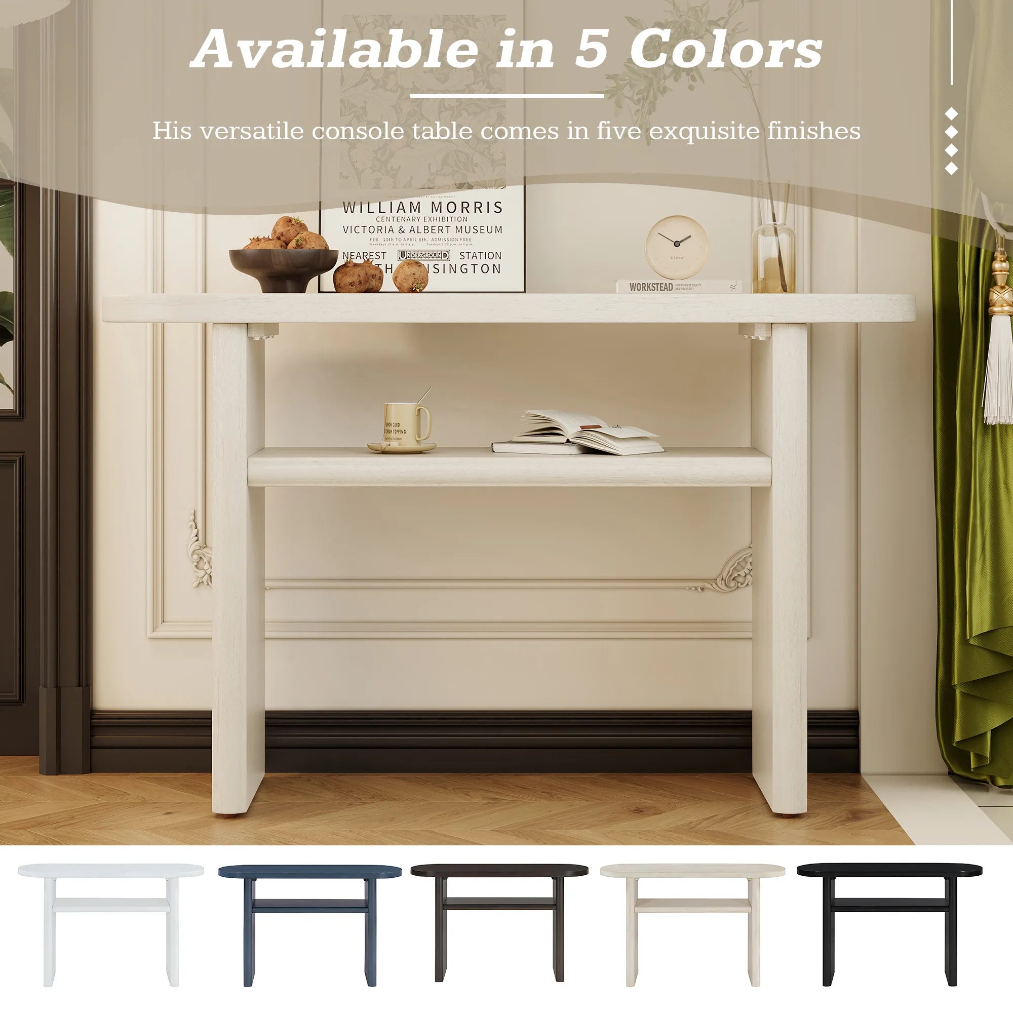 Modern Minimalist Entryway Console Table with Rounded Edges and Shelf