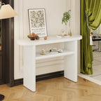Modern Minimalist Entryway Console Table with Rounded Edges and Shelf