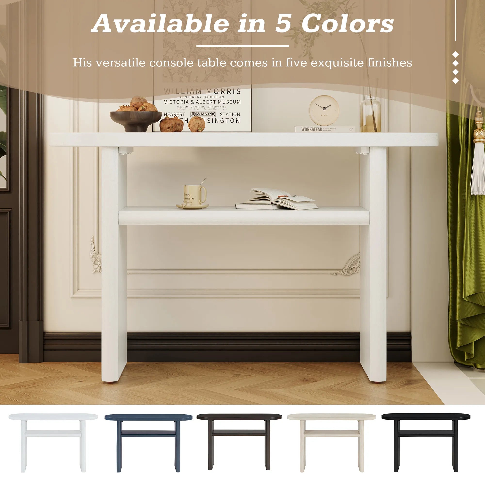 Modern Minimalist Entryway Console Table with Rounded Edges and Shelf