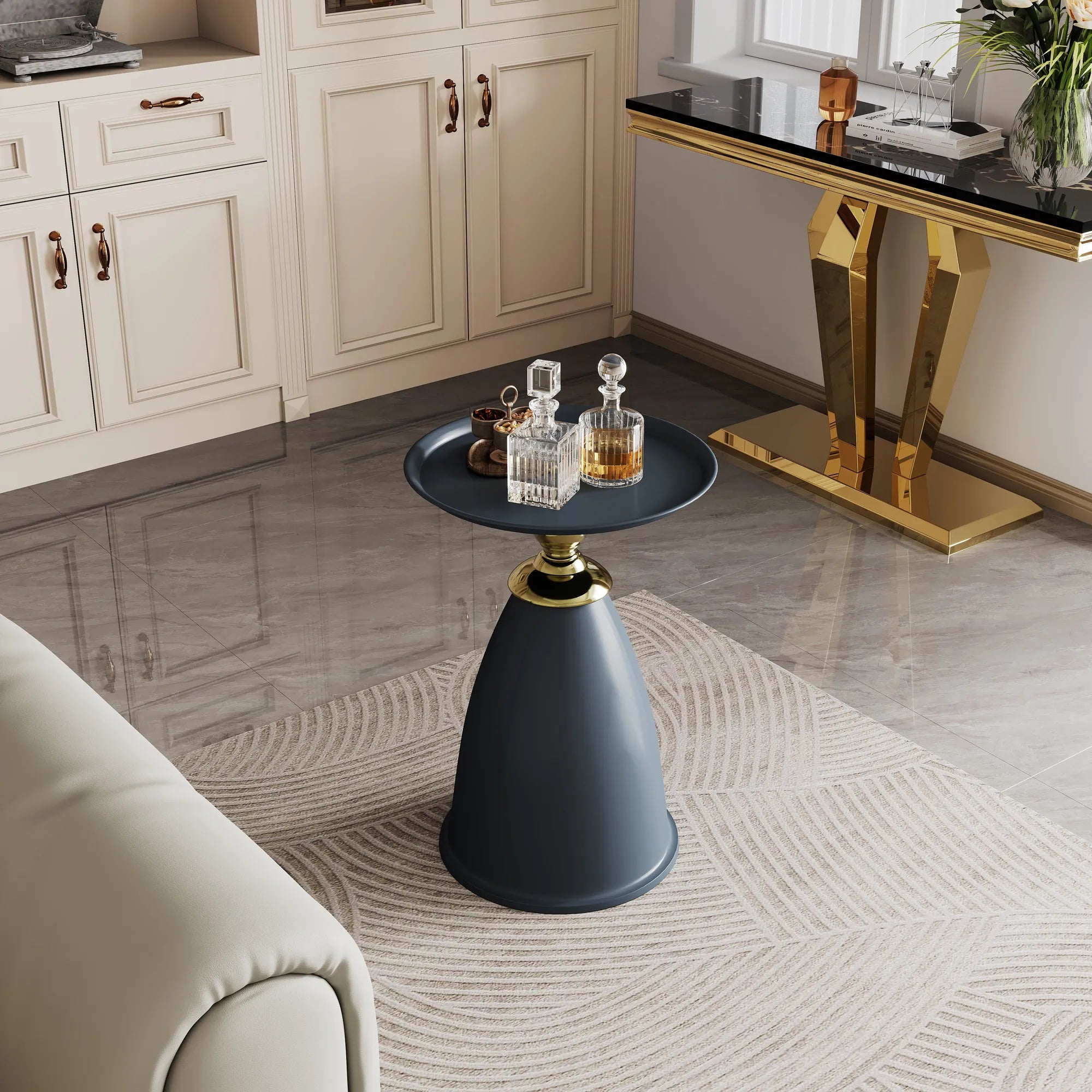Modern Minimalist Round Iron Side Table End Table