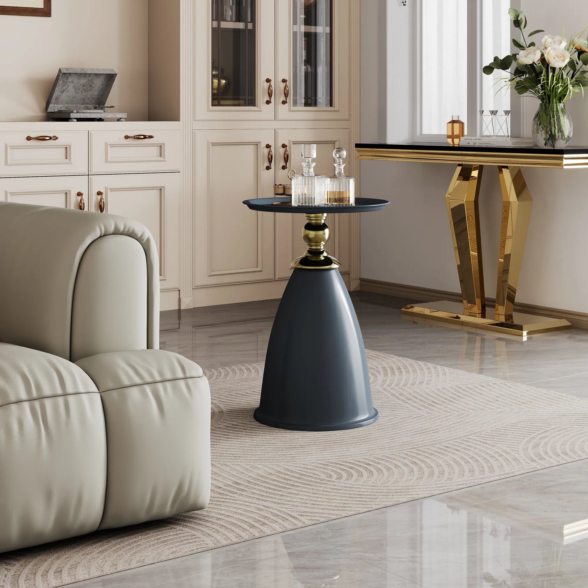 Modern Minimalist Round Iron Side Table End Table
