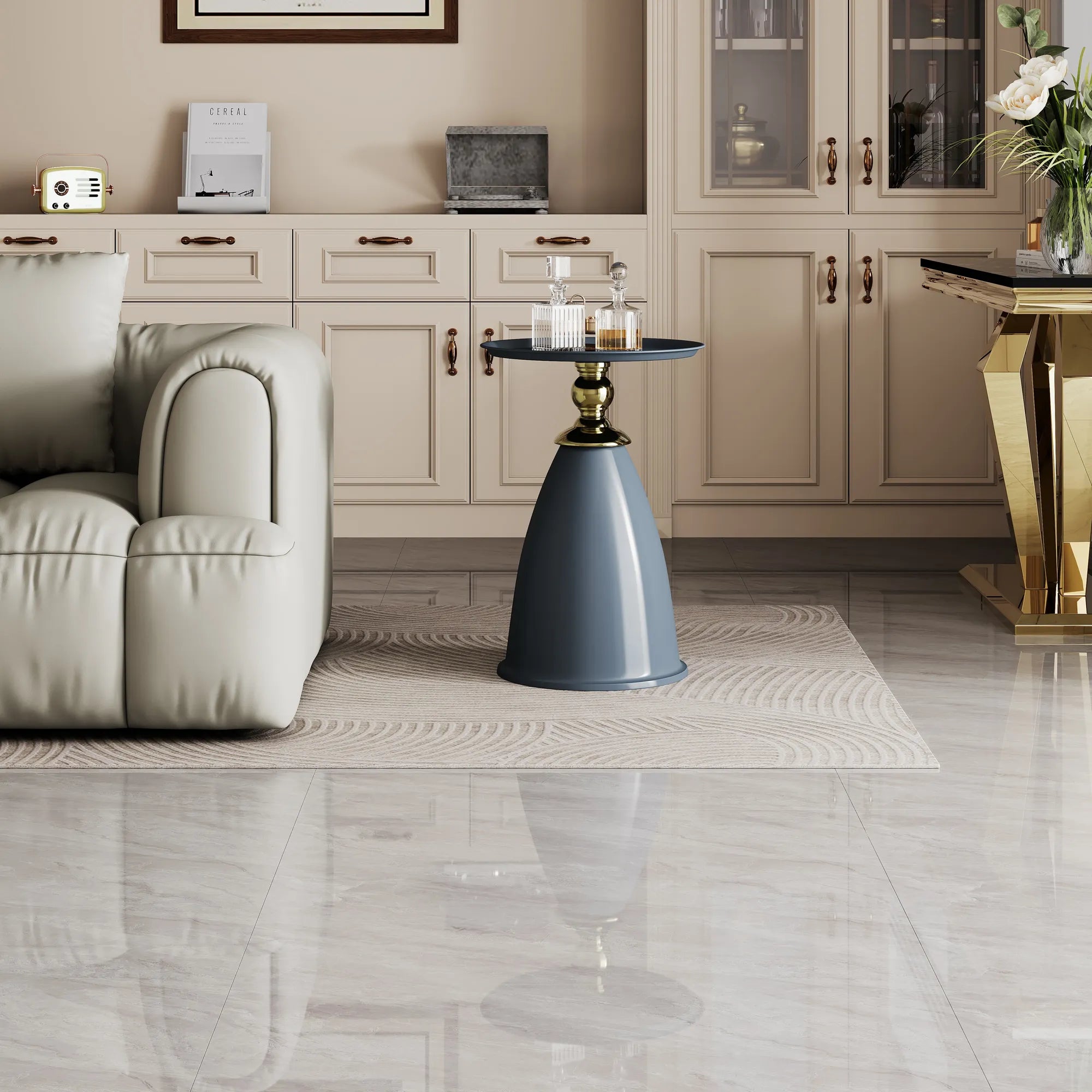 Modern Minimalist Round Iron Side Table End Table