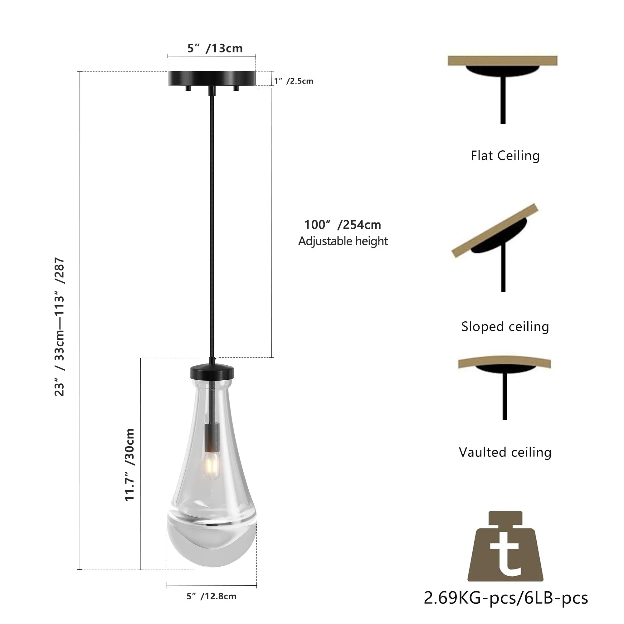 Modern Raindrop Glass Pendant Light
