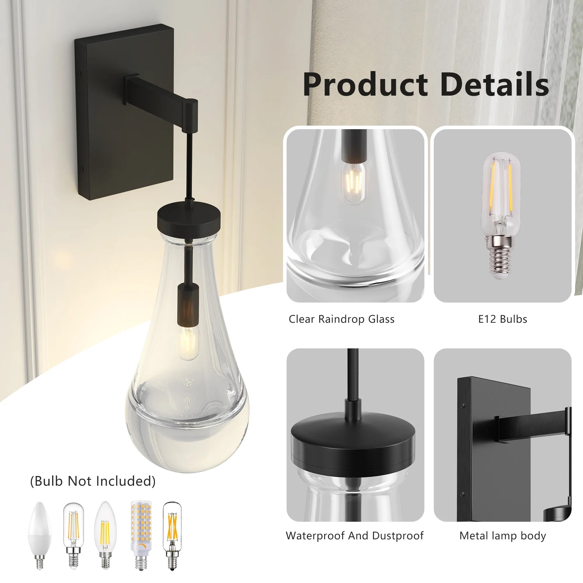 Modern Raindrop Glass Wall Sconce