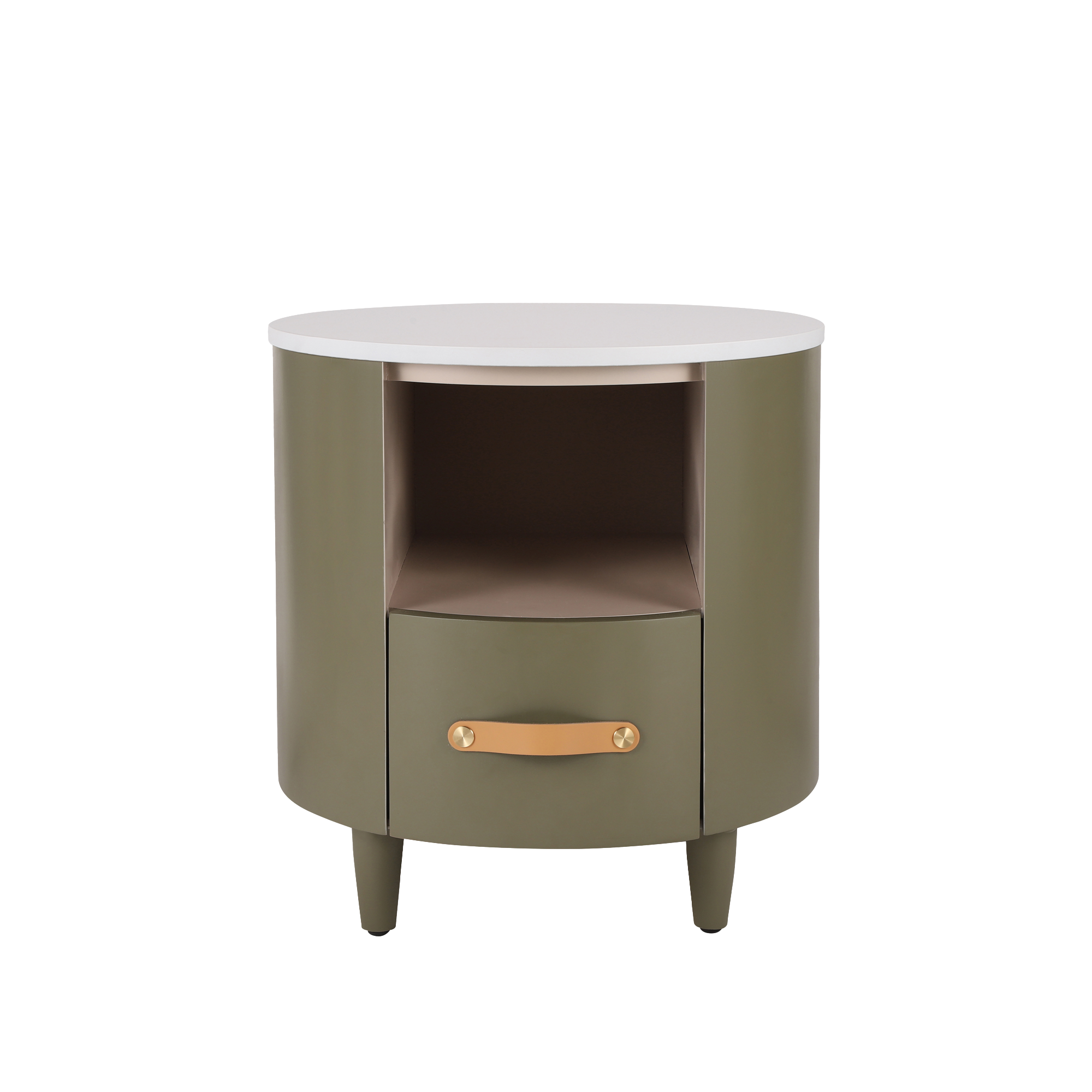 Modern Round Nightstand with Drawer