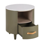 Modern Round Nightstand with Drawer