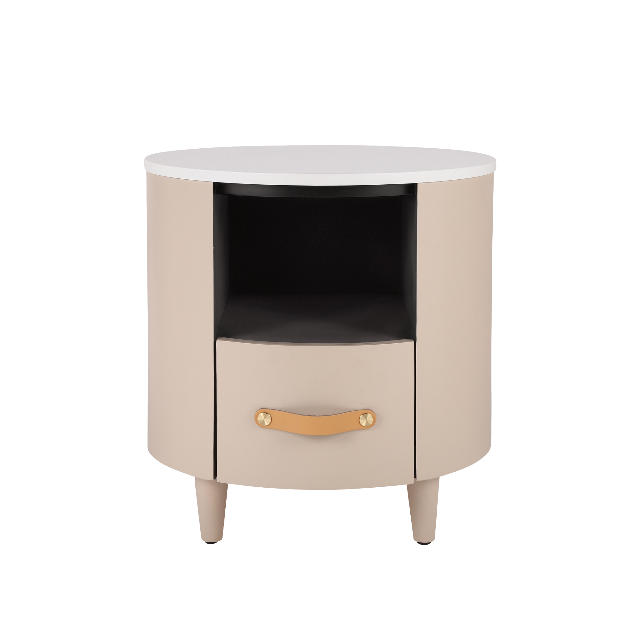 Modern Round Nightstand with Drawer