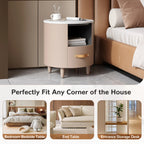 Modern Round Nightstand with Drawer