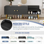 Modern Shoe Storage Entryway Bench with Upholstered Cushion