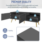 Modern Shoe Storage Entryway Bench with Upholstered Cushion
