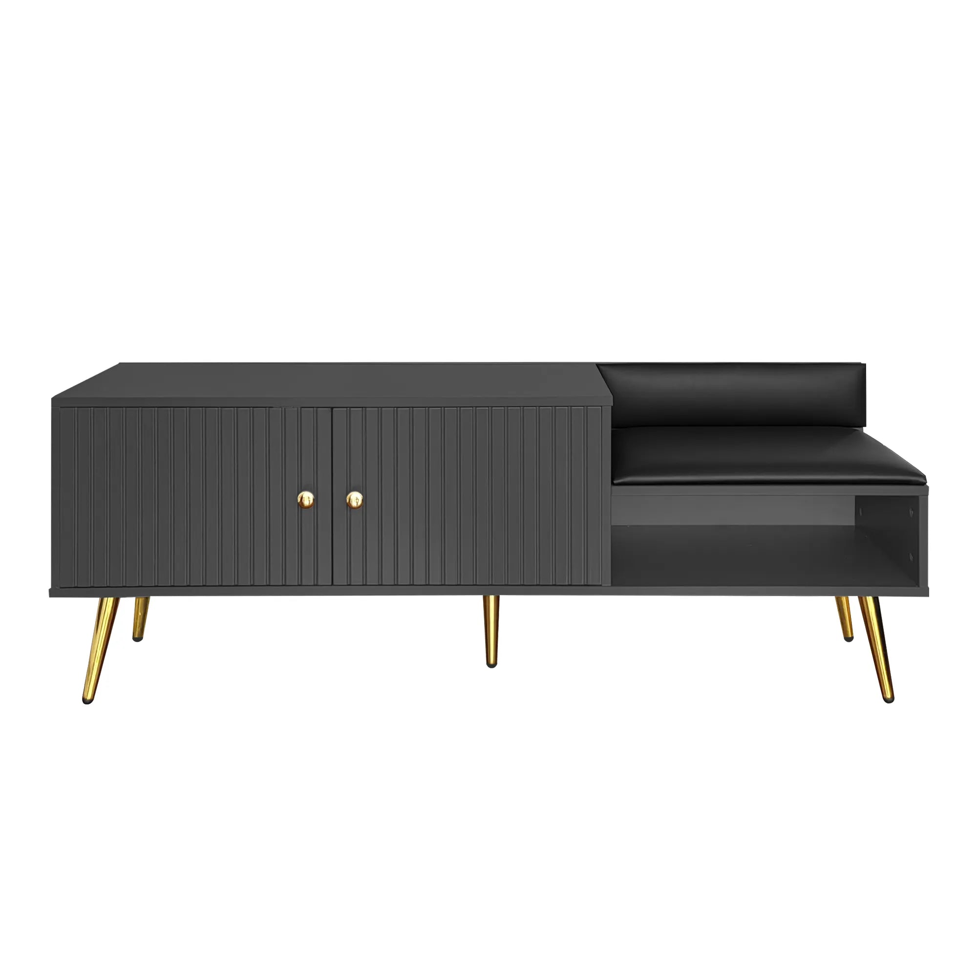 Modern Shoe Storage Entryway Bench with Upholstered Cushion