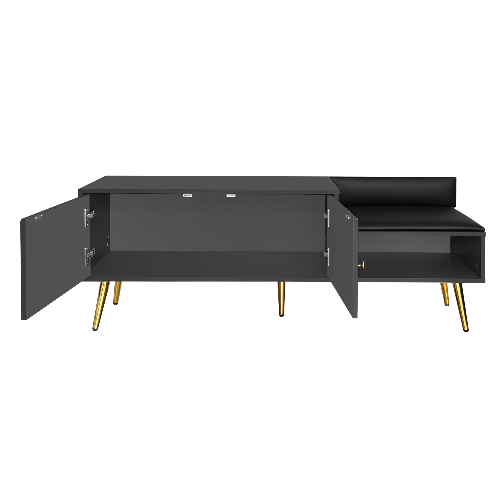 Modern Shoe Storage Entryway Bench with Upholstered Cushion