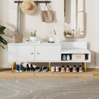 Modern Shoe Storage Entryway Bench with Upholstered Cushion