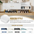 Modern Shoe Storage Entryway Bench with Upholstered Cushion