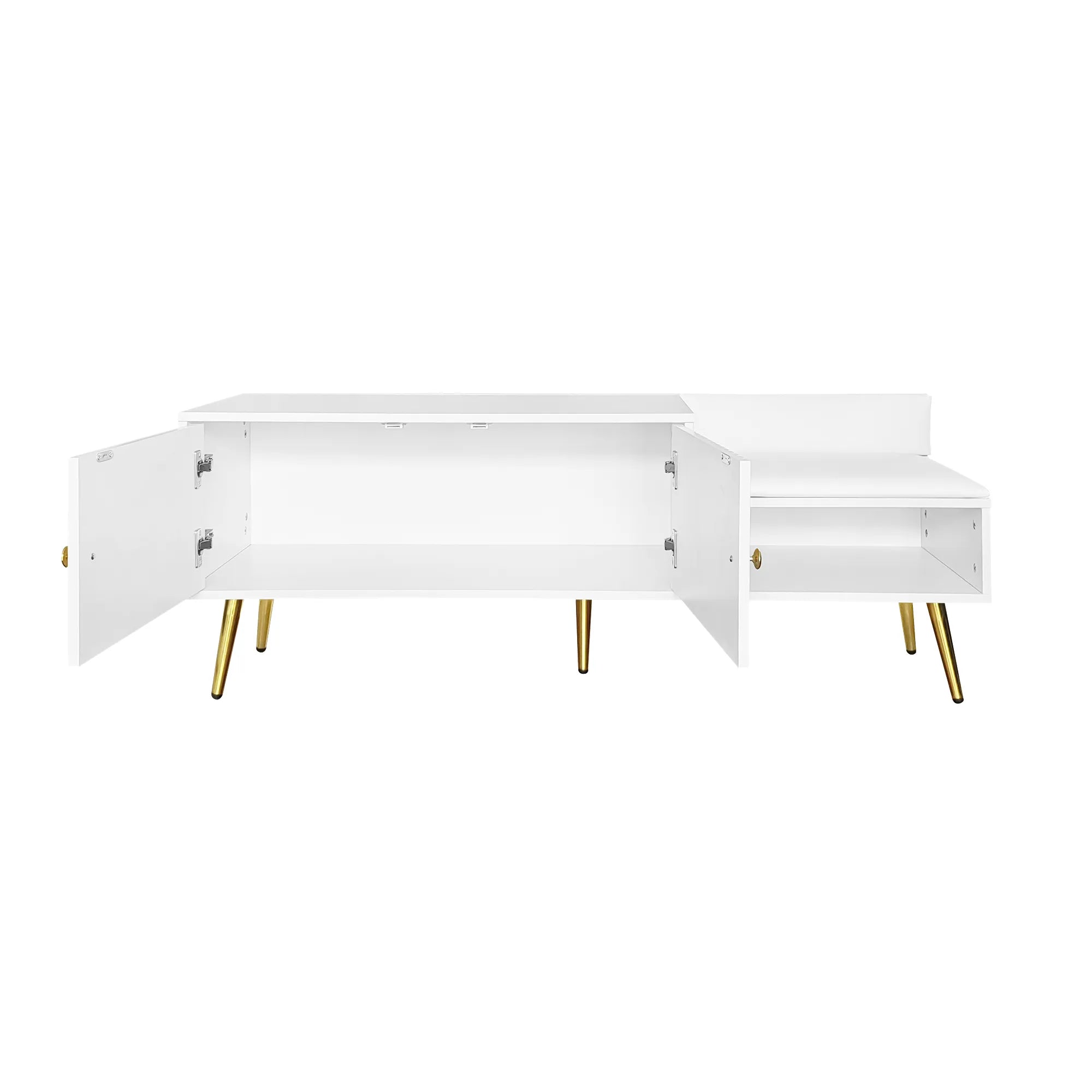 Modern Shoe Storage Entryway Bench with Upholstered Cushion