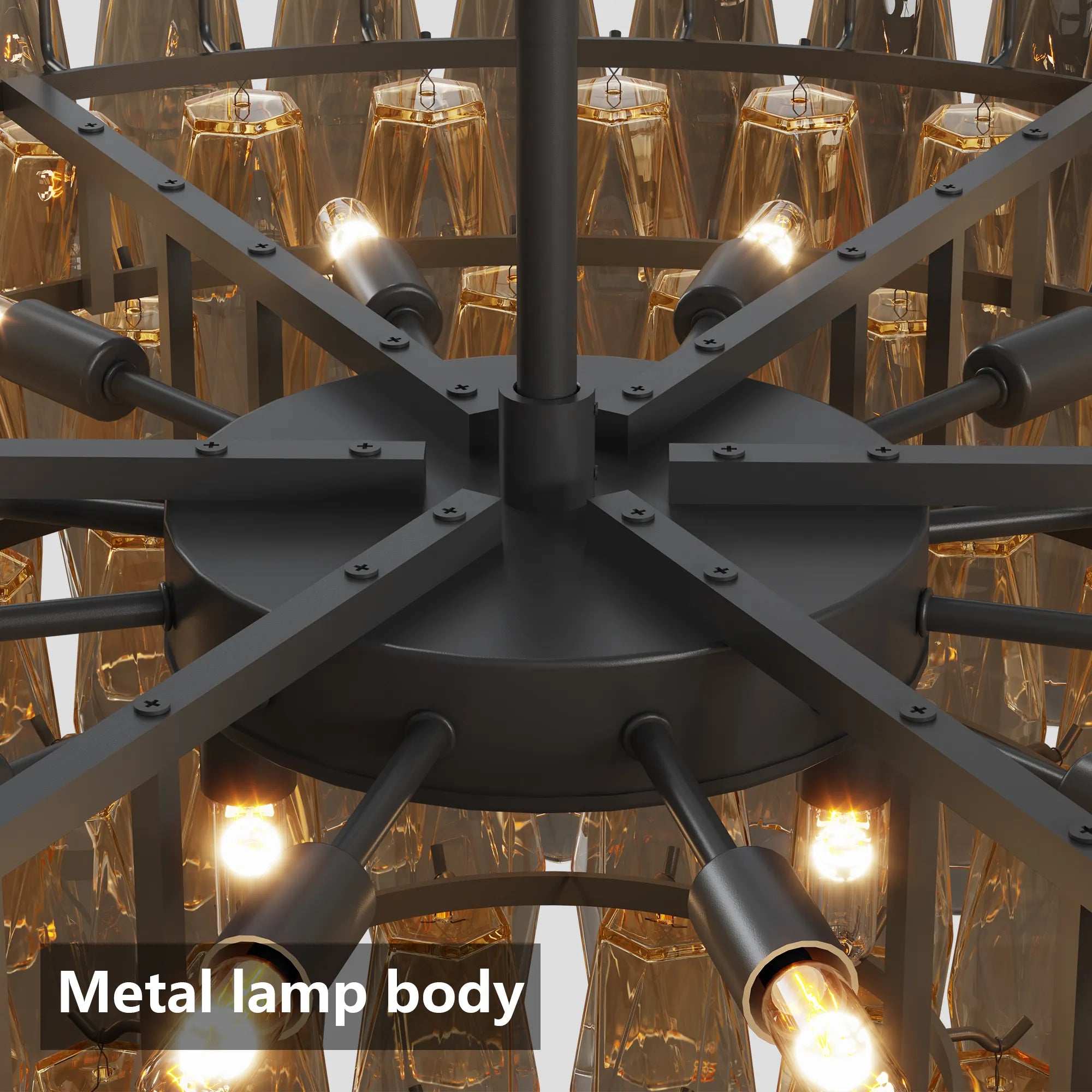 Modern Smoke Glass Round Chandelier