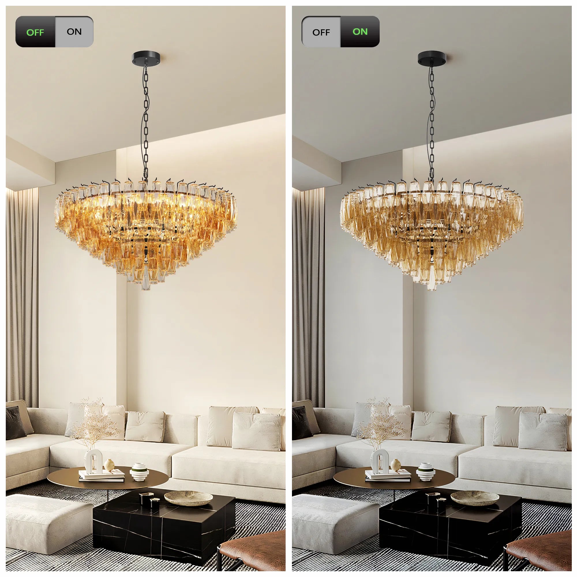 Modern Smoke Glass Round Chandelier