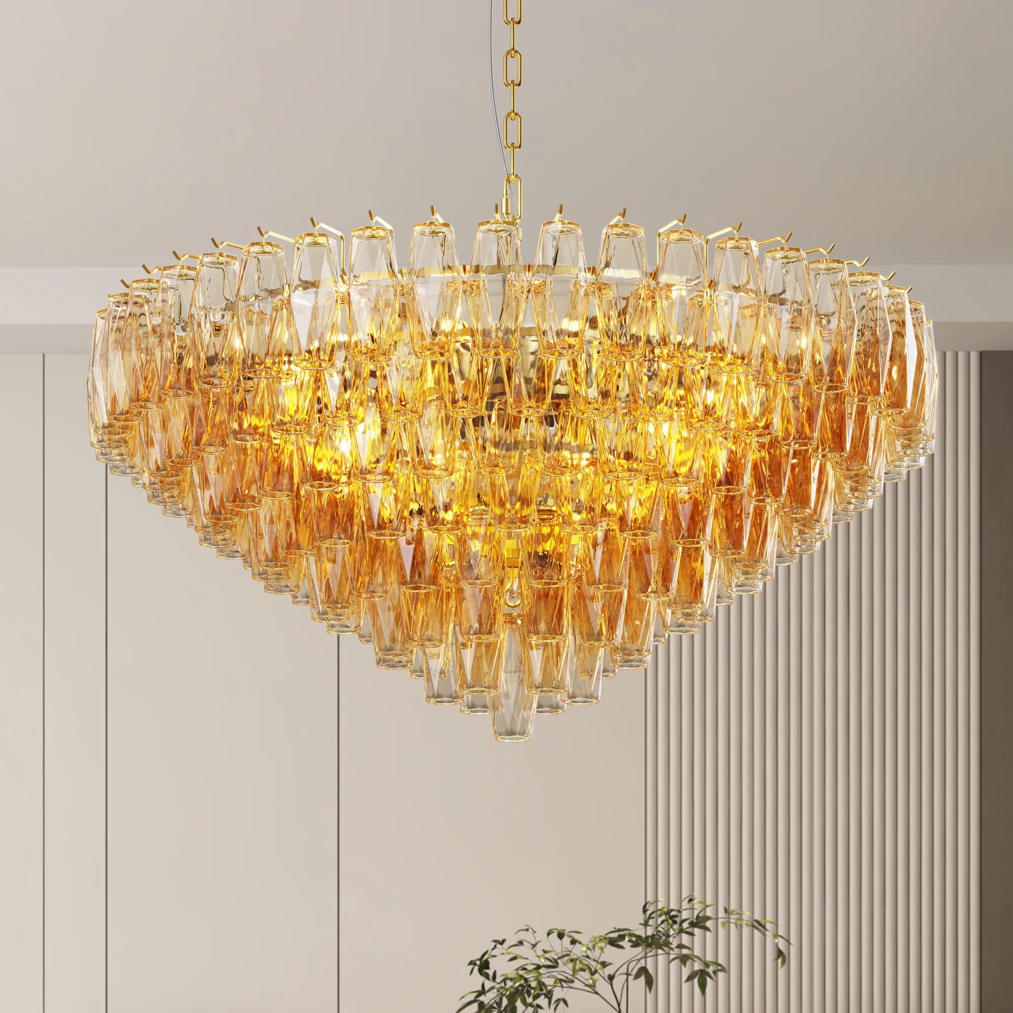 Modern Smoke Glass Round Chandelier