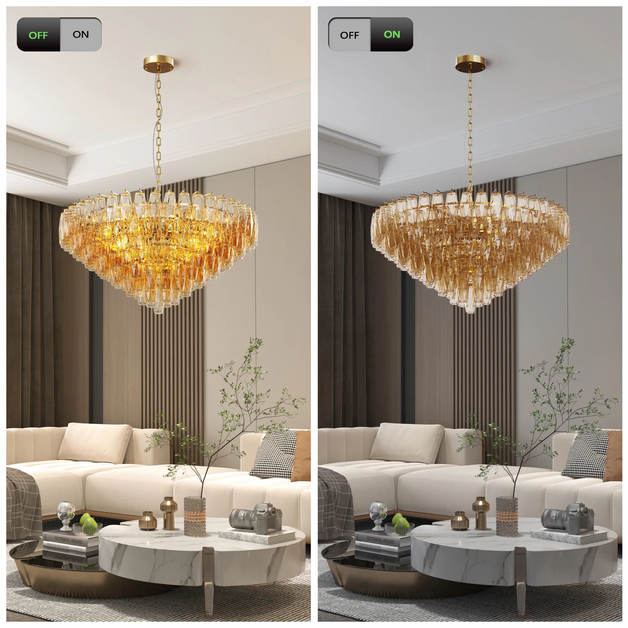 Modern Smoke Glass Round Chandelier