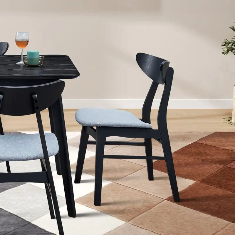 Modern Soft Upholstered Wooden Dining Chairs Set
