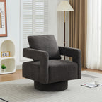 Modern Square Boucle Swivel Accent Chair with Open Back