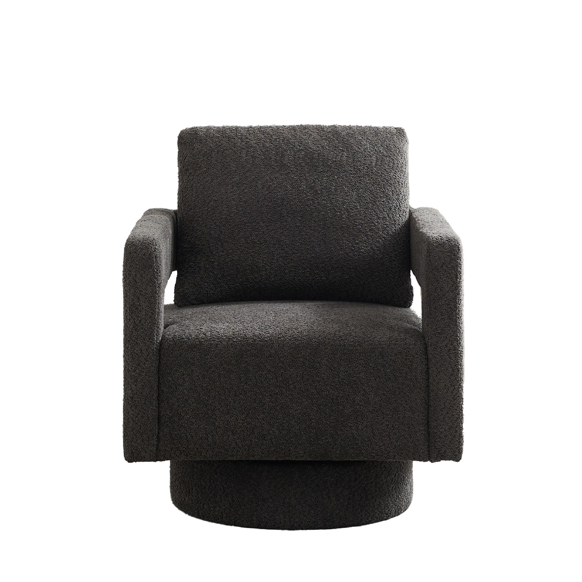 Modern Square Boucle Swivel Accent Chair with Open Back