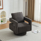 Modern Square Boucle Swivel Accent Chair with Open Back