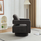Modern Square Boucle Swivel Accent Chair with Open Back