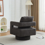 Modern Square Boucle Swivel Accent Chair with Open Back