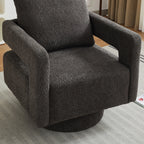 Modern Square Boucle Swivel Accent Chair with Open Back