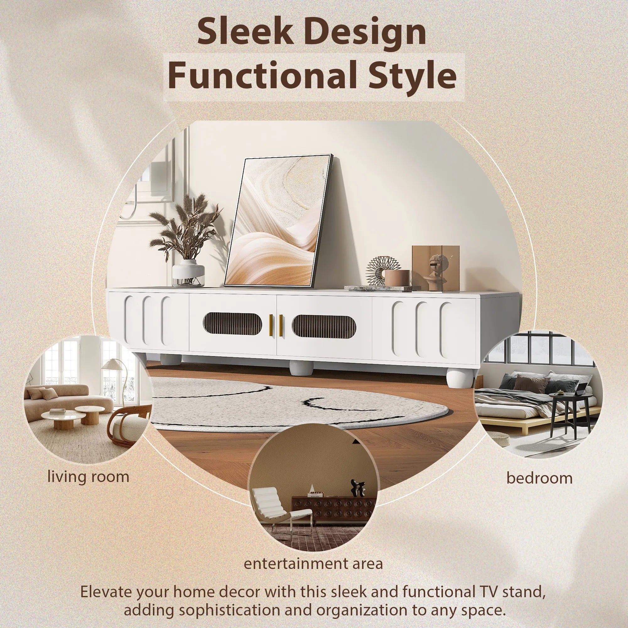 Modern TV Stand Media Console for TVs up to 80 Inches