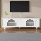 Modern TV Stand with Arch Fluted Glass Doors