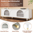 Modern TV Stand with Arch Fluted Glass Doors