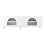 Modern TV Stand with Arch Fluted Glass Doors