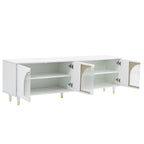 Modern TV Stand with Arch Fluted Glass Doors