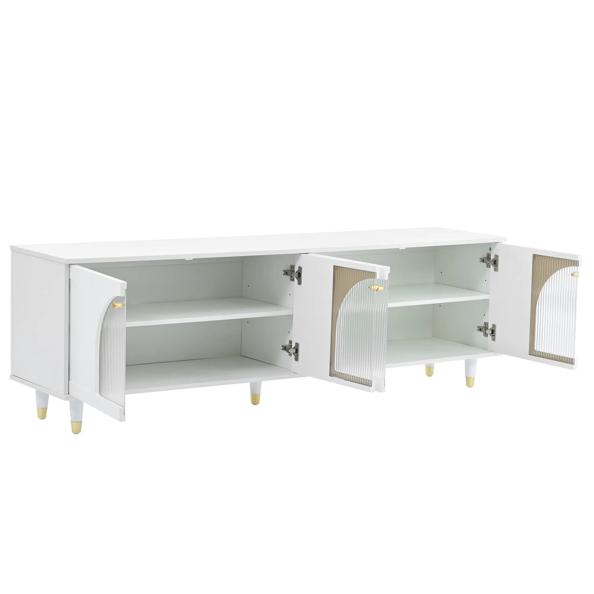 Modern TV Stand with Arch Fluted Glass Doors