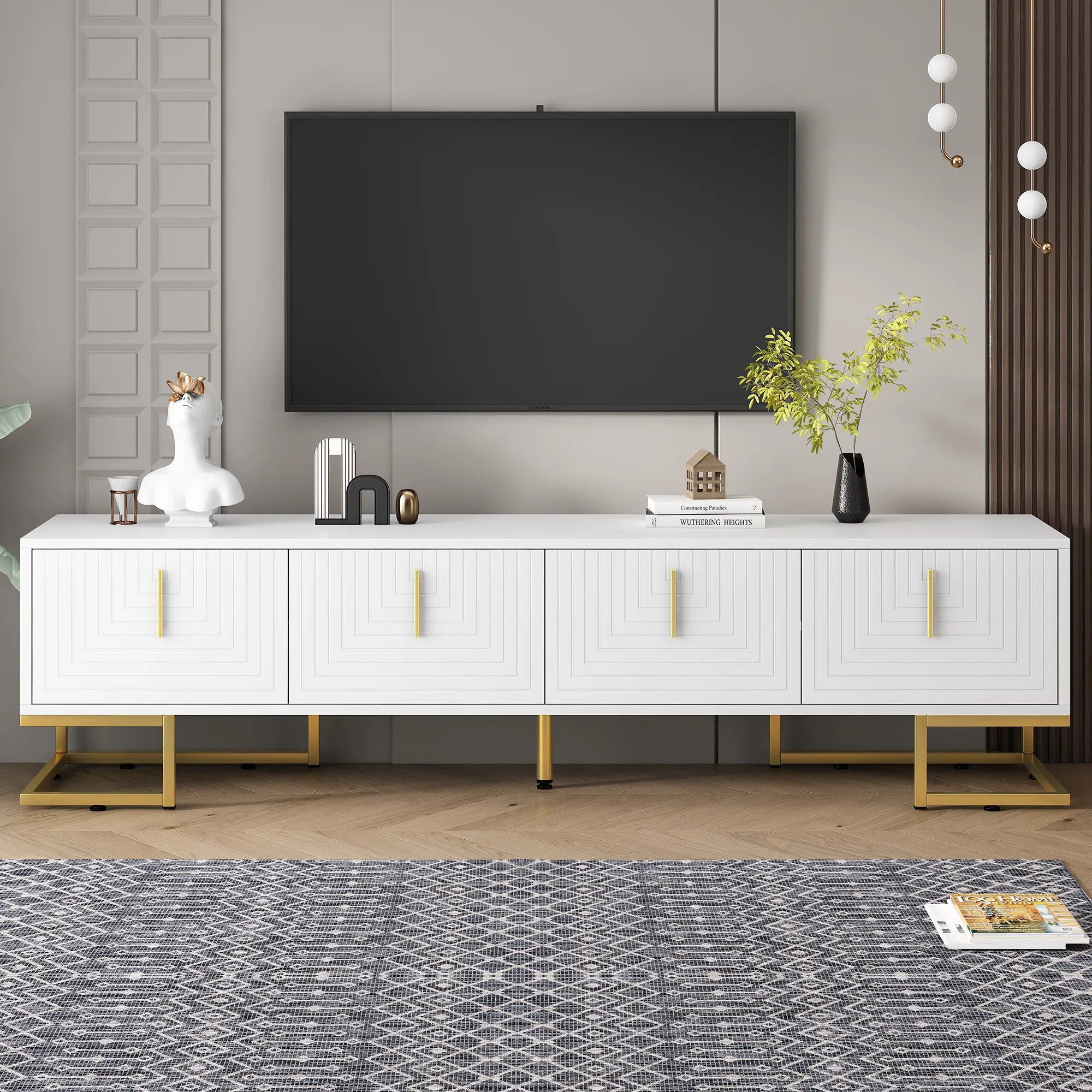 Modern TV Stand with Geometric Lines