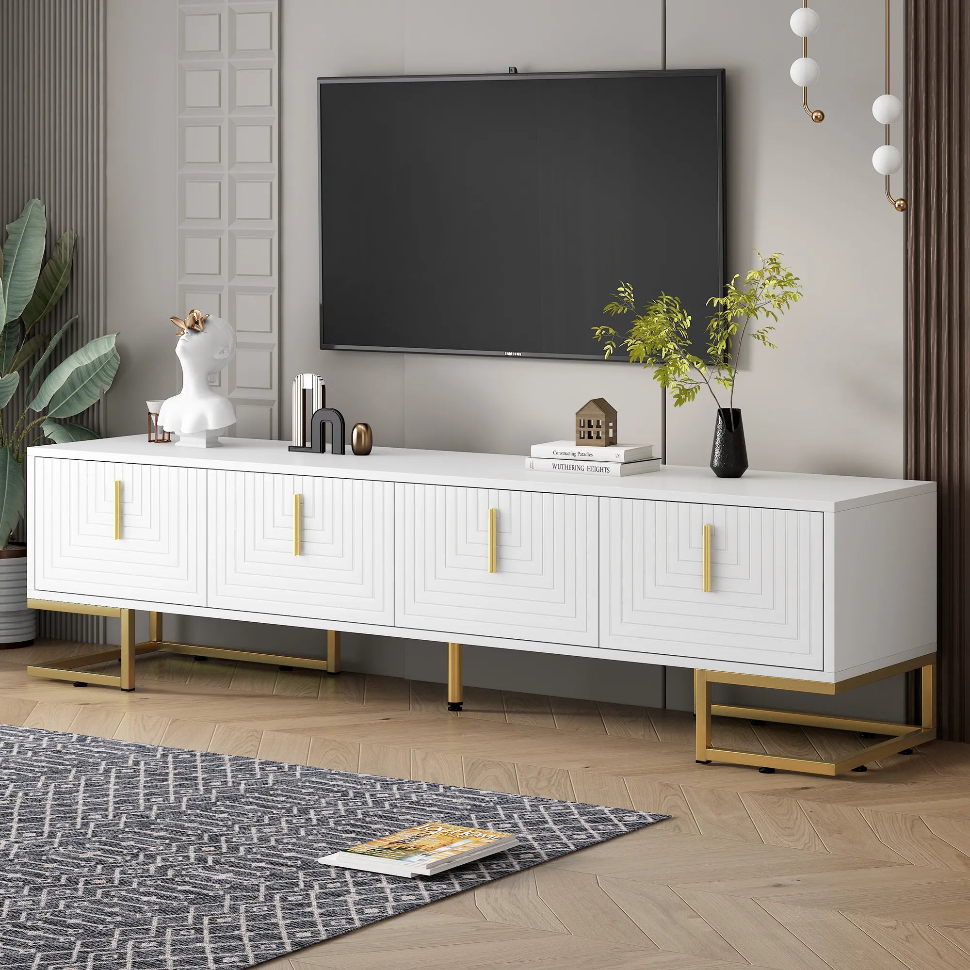 Modern TV Stand with Geometric Lines