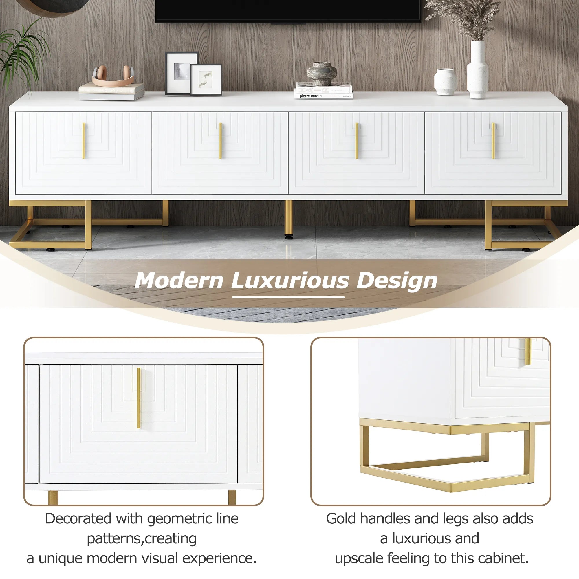 Modern TV Stand with Geometric Lines