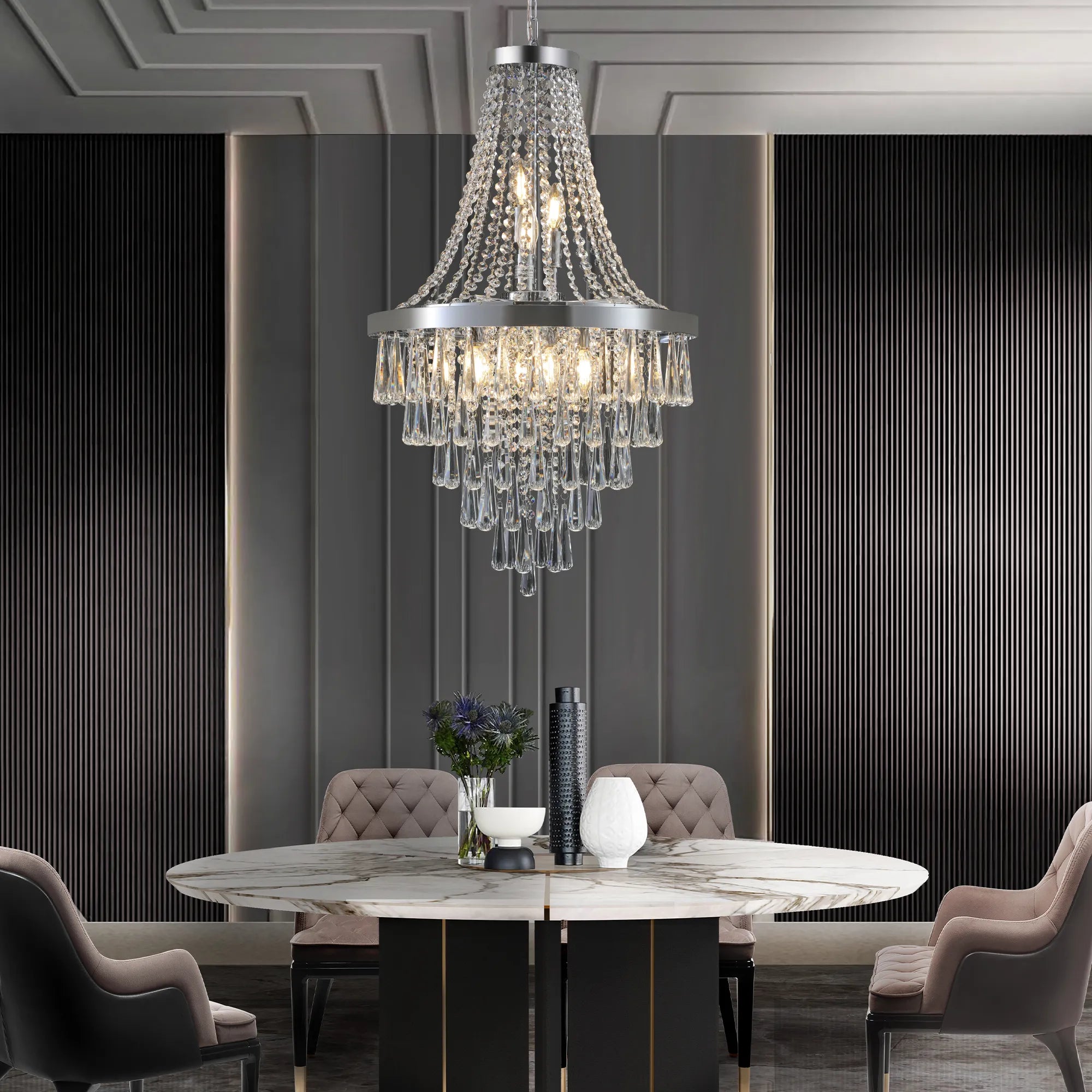 Modern Tiered Crystal Chandelier