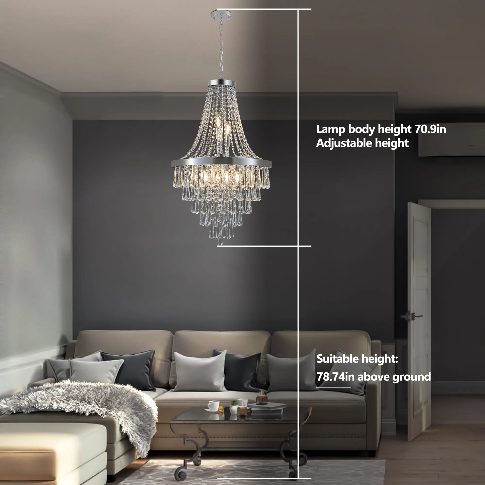 Modern Tiered Crystal Chandelier