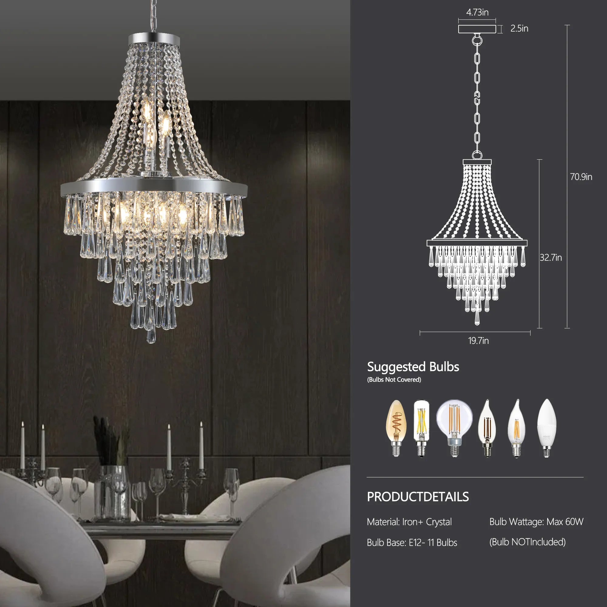 Modern Tiered Crystal Chandelier
