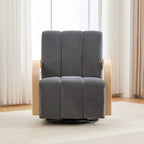 Modern Velvet 360° Swivel Accent Chair with Wood Armrests