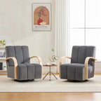 Modern Velvet 360° Swivel Accent Chair with Wood Armrests